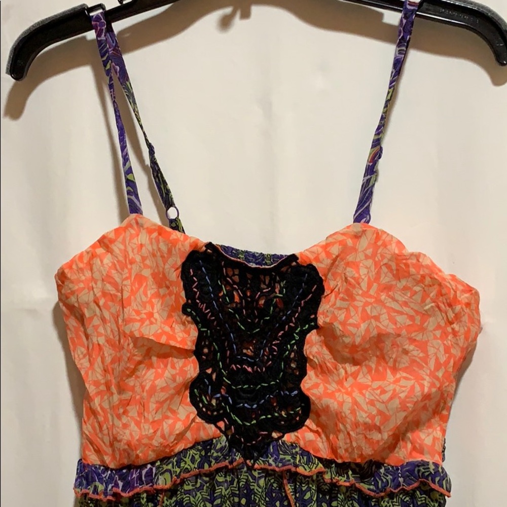 JOE BROWNS mini dress/ top SZ 8 sheer orange/brown